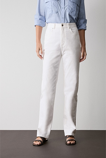 White Straight Leg Jean - WOMEN Pants | Trenery
