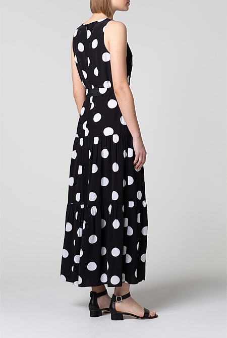 Black Spot Print Maxi Dress - WOMEN Dresses | Trenery